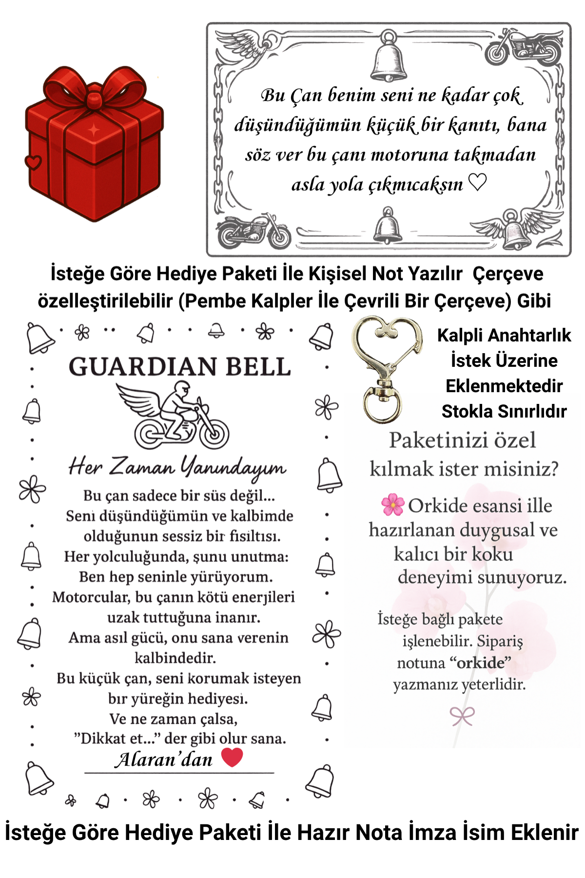 Çelik Anahtarlık Şans Çanı Guardian Bell Koruyucu Melek Model Koruyucu Çelik Motosiklet Luck Bell