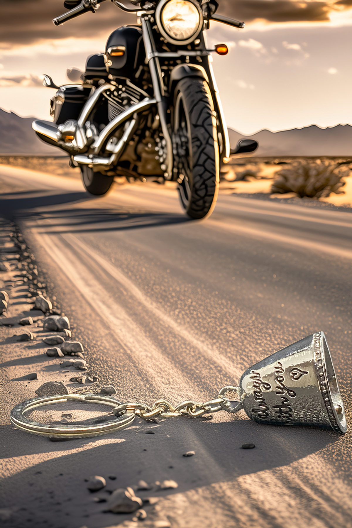 Çelik Motor Şans Çanı Guardian Bell Her Zaman Yanındayım Model Anahtarlıklı Motosiklet Luck Bell