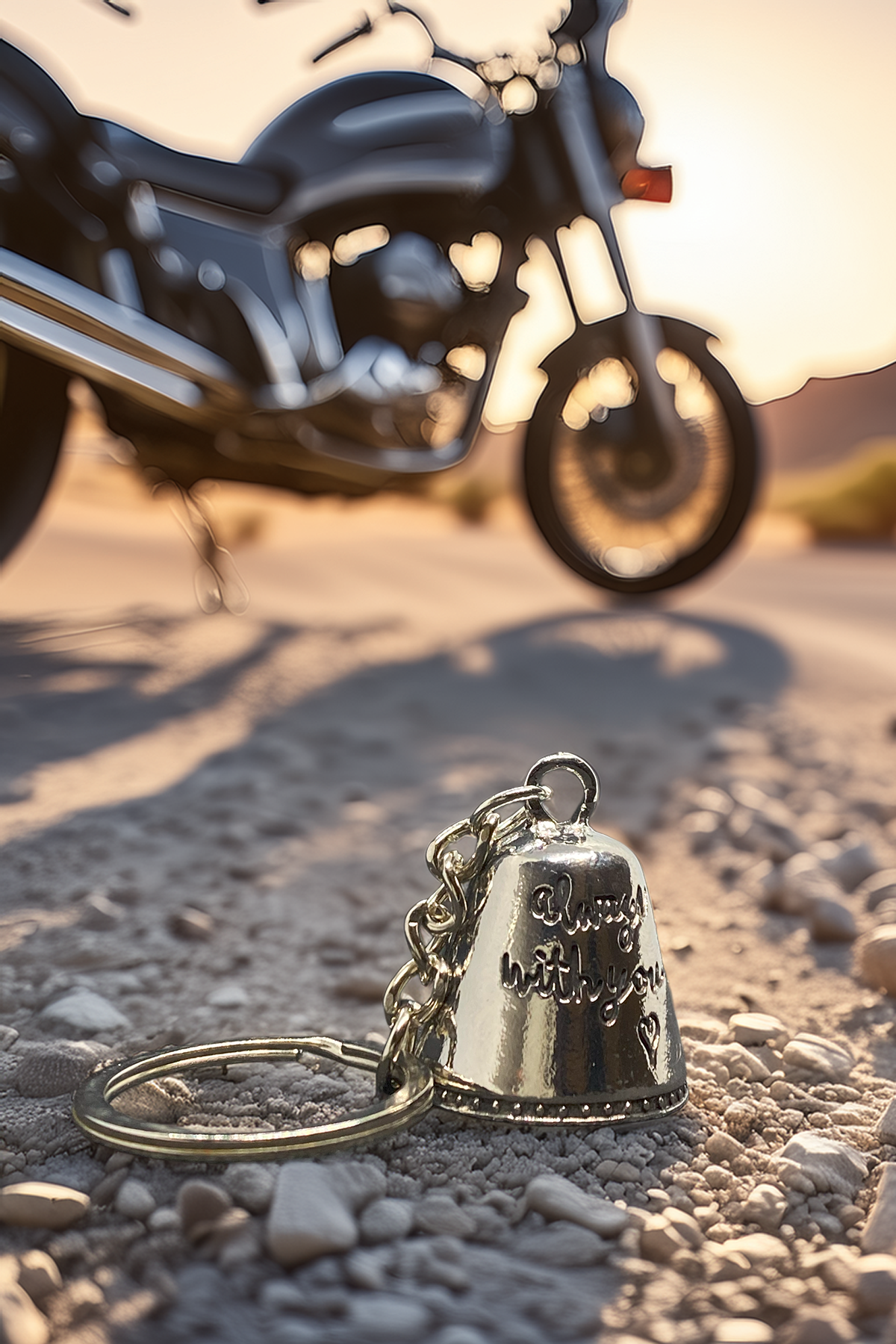 Çelik Motor Şans Çanı Guardian Bell Her Zaman Yanındayım Model Anahtarlıklı Motosiklet Luck Bell