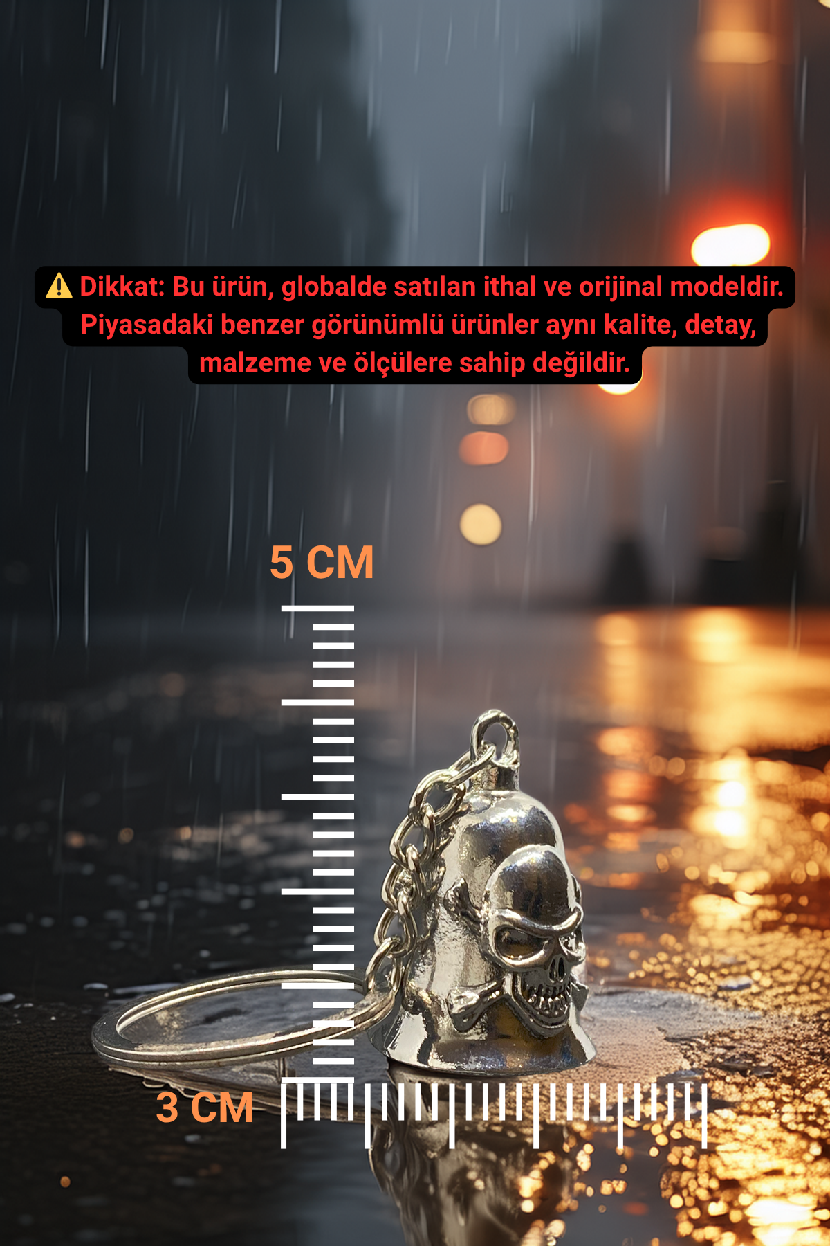Çelik Motor Şans Çanı Guardian Bell Kuru Kafa Model Anahtarlık Koruyucu Çelik Motosiklet Luck Bell