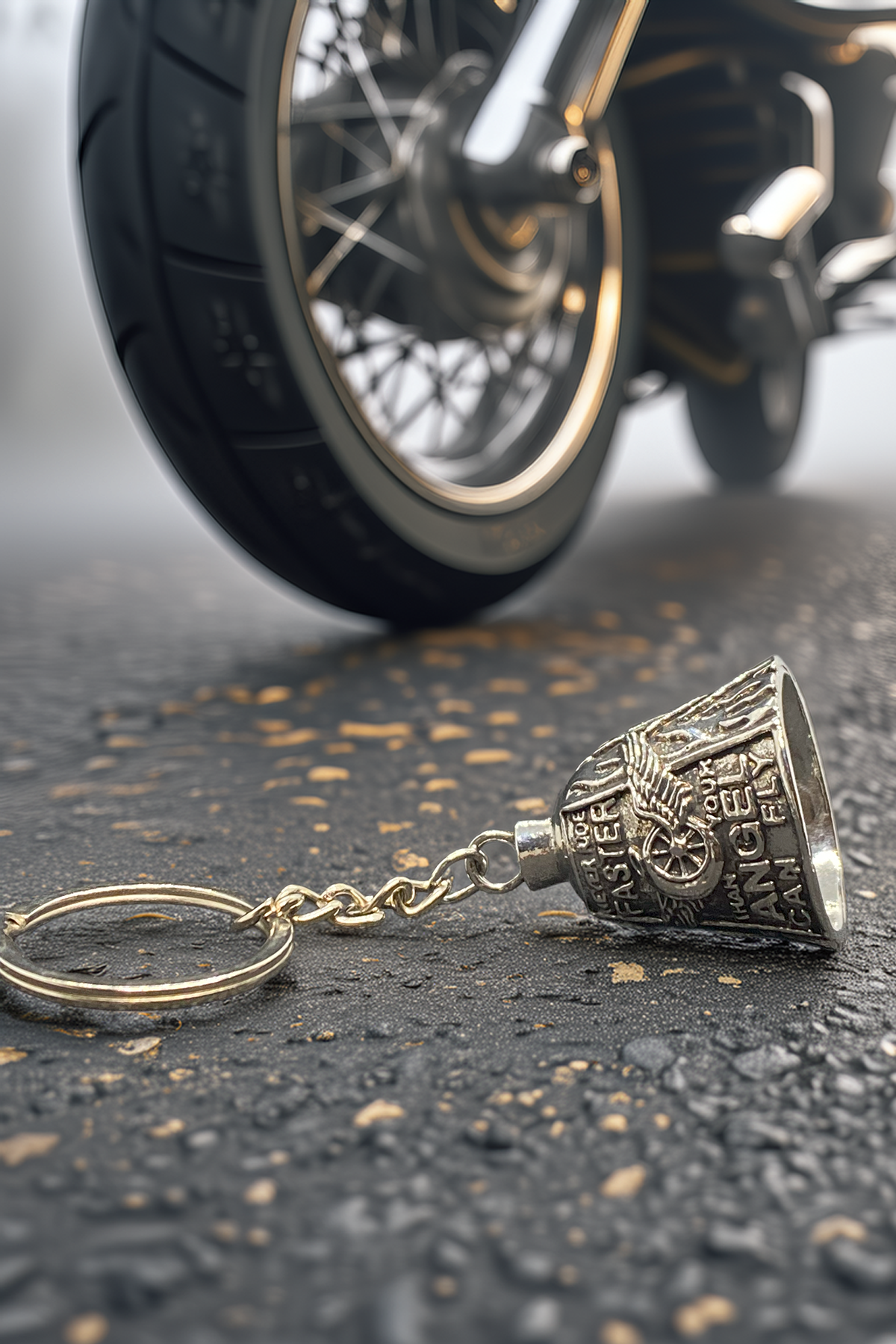 Çelik Motor Şans Çanı Guardian Bell Meleklerden Hızlı Gitme Model Koruyucu Motosiklet Anahtarlık