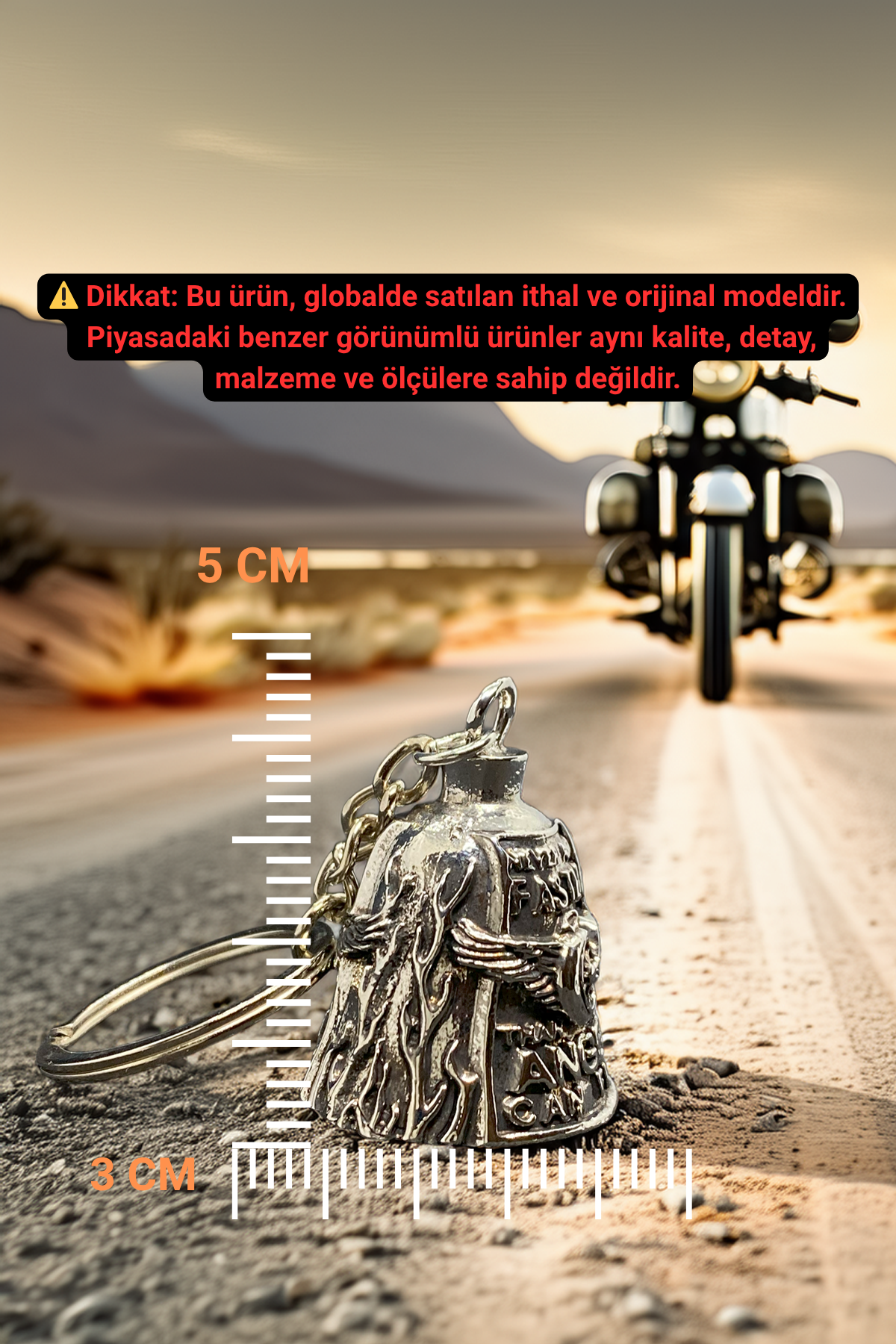 Çelik Motor Şans Çanı Guardian Bell Meleklerden Hızlı Gitme Model Koruyucu Motosiklet Anahtarlık