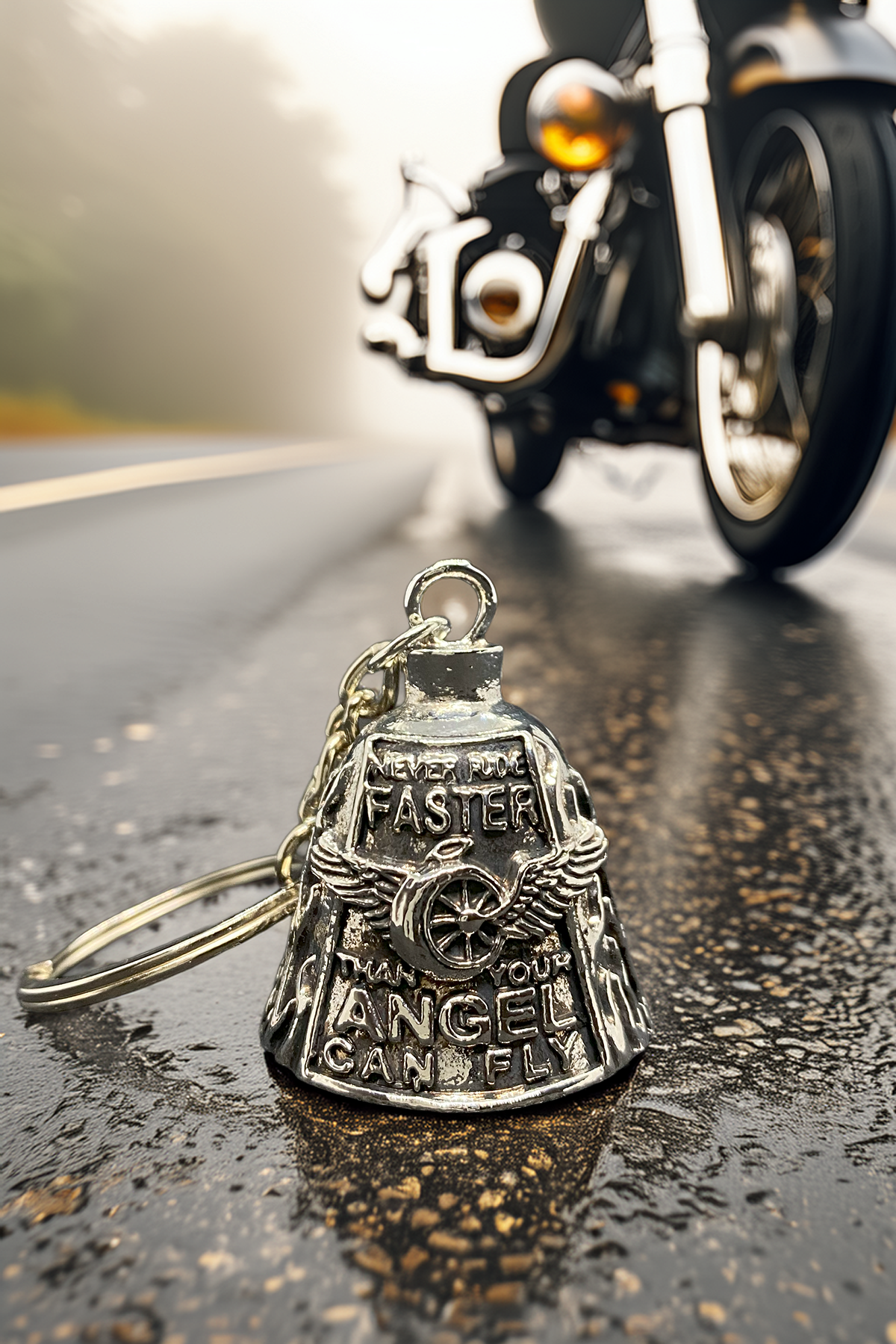 Çelik Motor Şans Çanı Guardian Bell Meleklerden Hızlı Gitme Model Koruyucu Motosiklet Anahtarlık