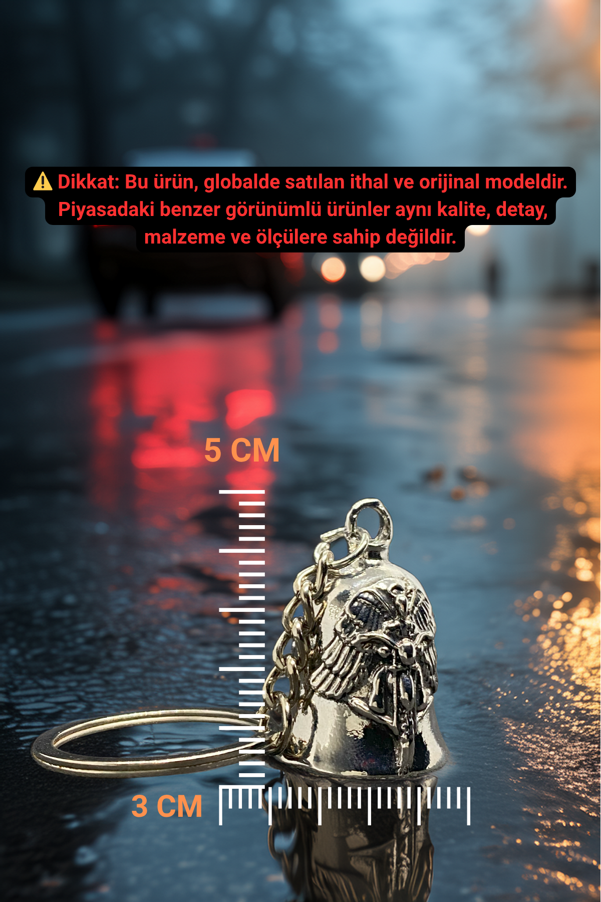 Çelik Anahtarlık Şans Çanı Guardian Bell Koruyucu Melek Model Koruyucu Çelik Motosiklet Luck Bell