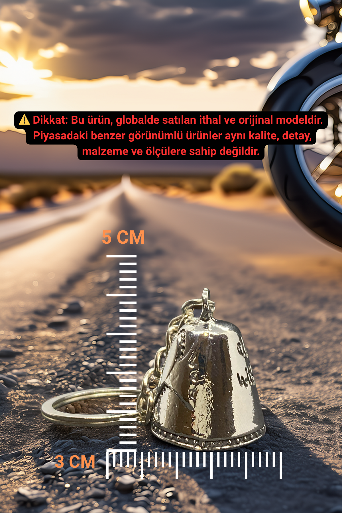 Çelik Motor Şans Çanı Guardian Bell Her Zaman Yanındayım Model Anahtarlıklı Motosiklet Luck Bell