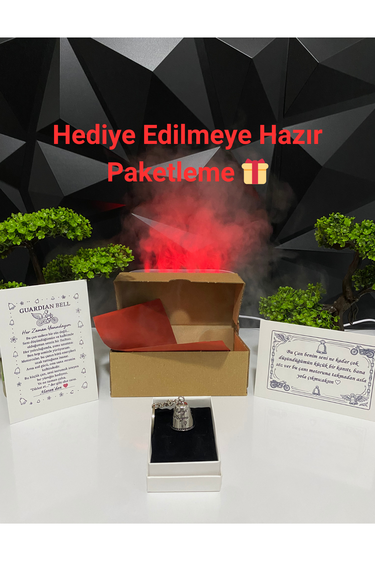 Çelik Motor Şans Çanı Guardian Bell Her Zaman Yanındayım Model Anahtarlıklı Motosiklet Luck Bell
