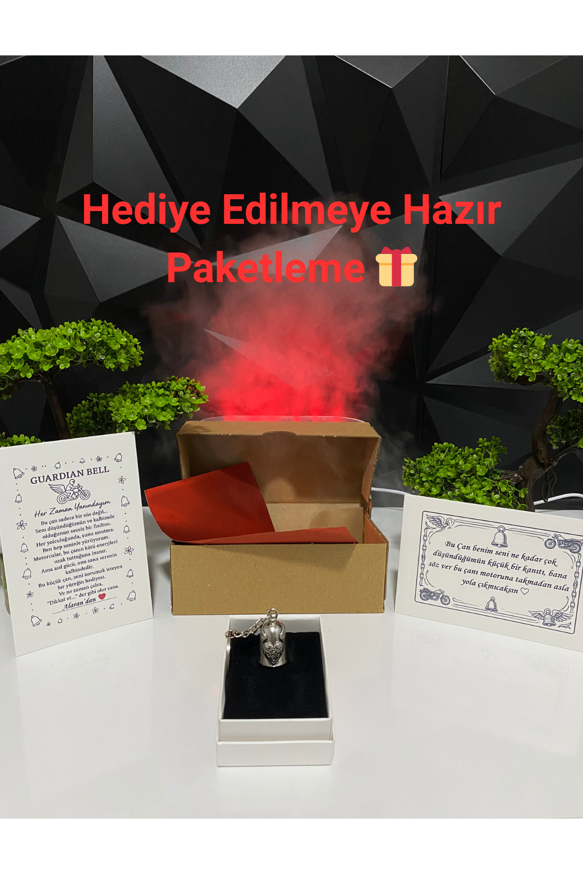 Çelik Motor Şans Çanı Guardian Bell Kanatlı Kalp Model Anahtarlık Koruyucu Motosiklet Luck Bell