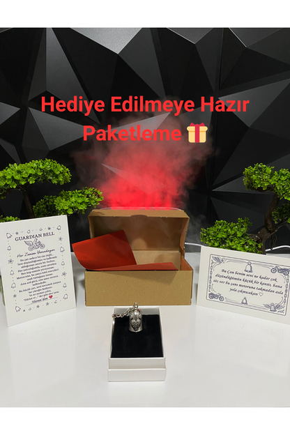 Çelik Motor Şans Çanı Guardian Bell Kanatlı Kalp Model Anahtarlık Koruyucu Motosiklet Luck Bell