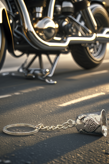 Çelik Motor Şans Çanı Guardian Bell Kanatlı Kalp Model Anahtarlık Koruyucu Motosiklet Luck Bell