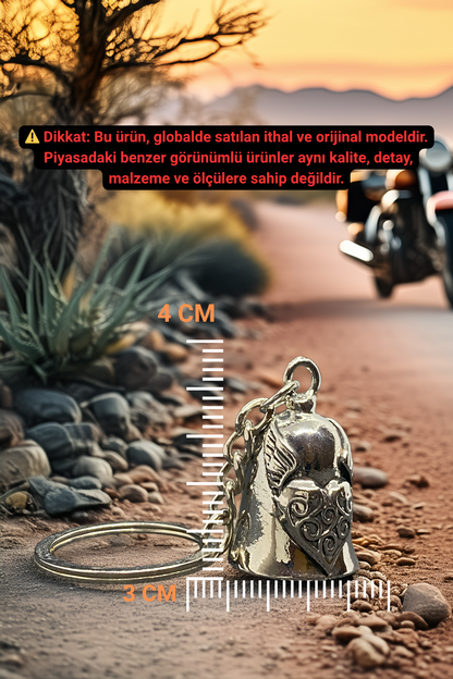 Çelik Motor Şans Çanı Guardian Bell Kanatlı Kalp Model Anahtarlık Koruyucu Motosiklet Luck Bell