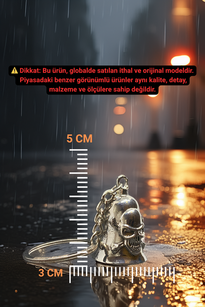Çelik Motor Şans Çanı Guardian Bell Kuru Kafa Model Anahtarlık Koruyucu Çelik Motosiklet Luck Bell