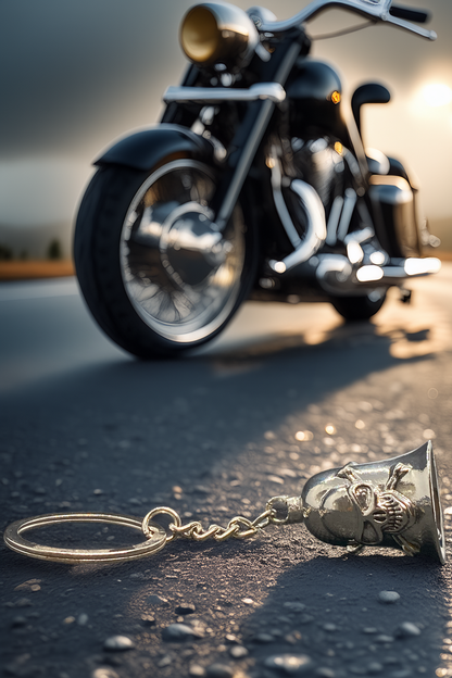 Çelik Motor Şans Çanı Guardian Bell Kuru Kafa Model Anahtarlık Koruyucu Çelik Motosiklet Luck Bell