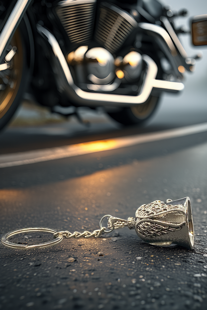 Çelik Anahtarlık Şans Çanı Guardian Bell Melek Kanadı Model Koruyucu Çelik Motosiklet Luck Bell