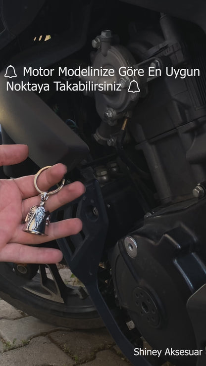 Çelik Anahtarlık Şans Çanı Guardian Bell Melek Kanadı Model Koruyucu Çelik Motosiklet Luck Bell